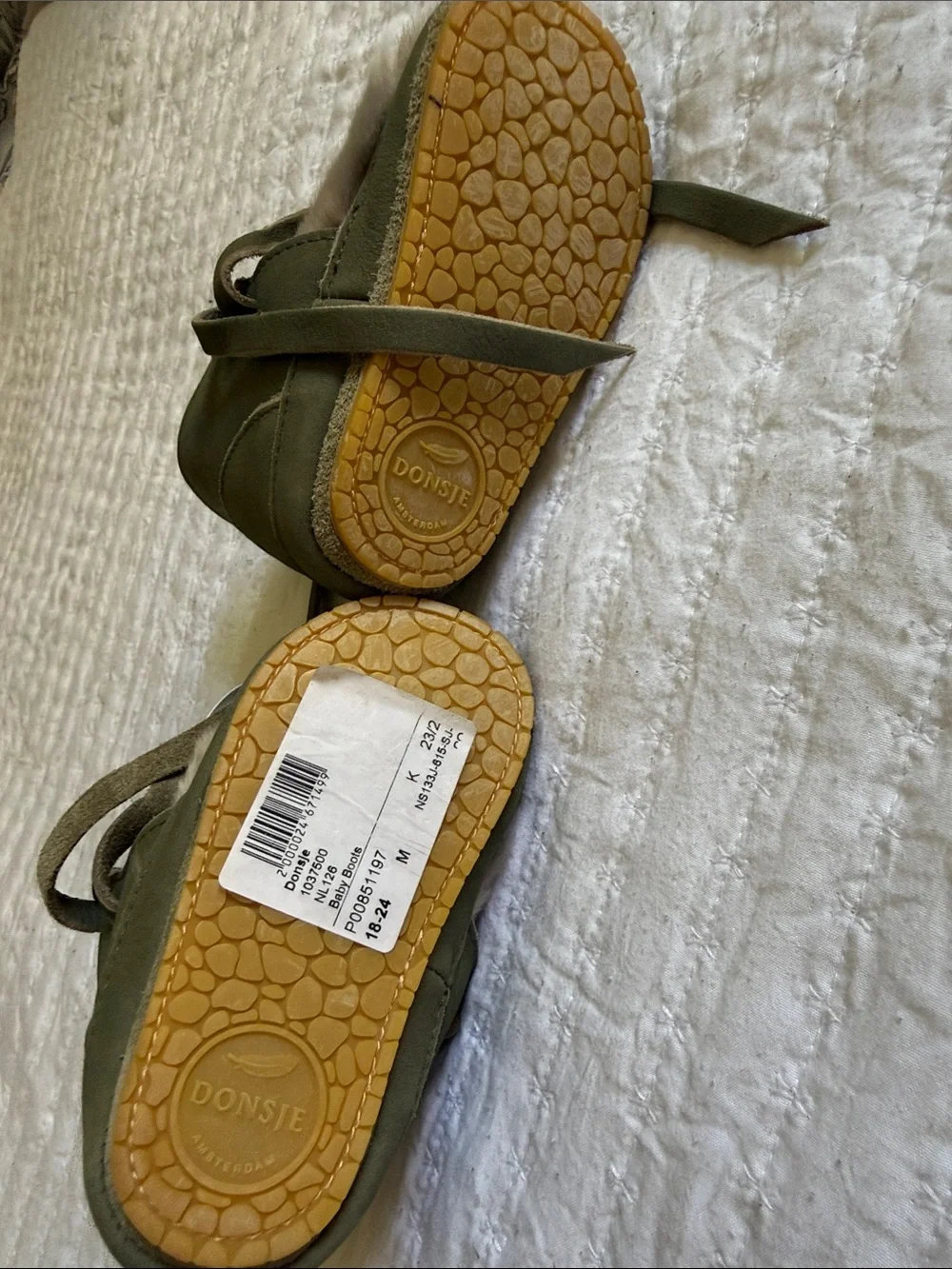 Donsje Kids Olive Green Fur-Front Slippers